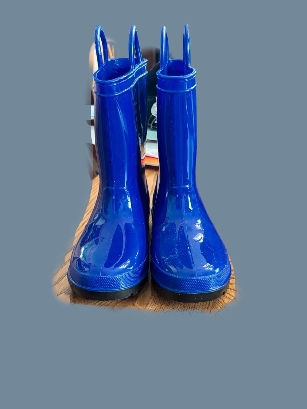 Kids Waterproof Bright Blue Rain Boots with Easy Pull Tabs